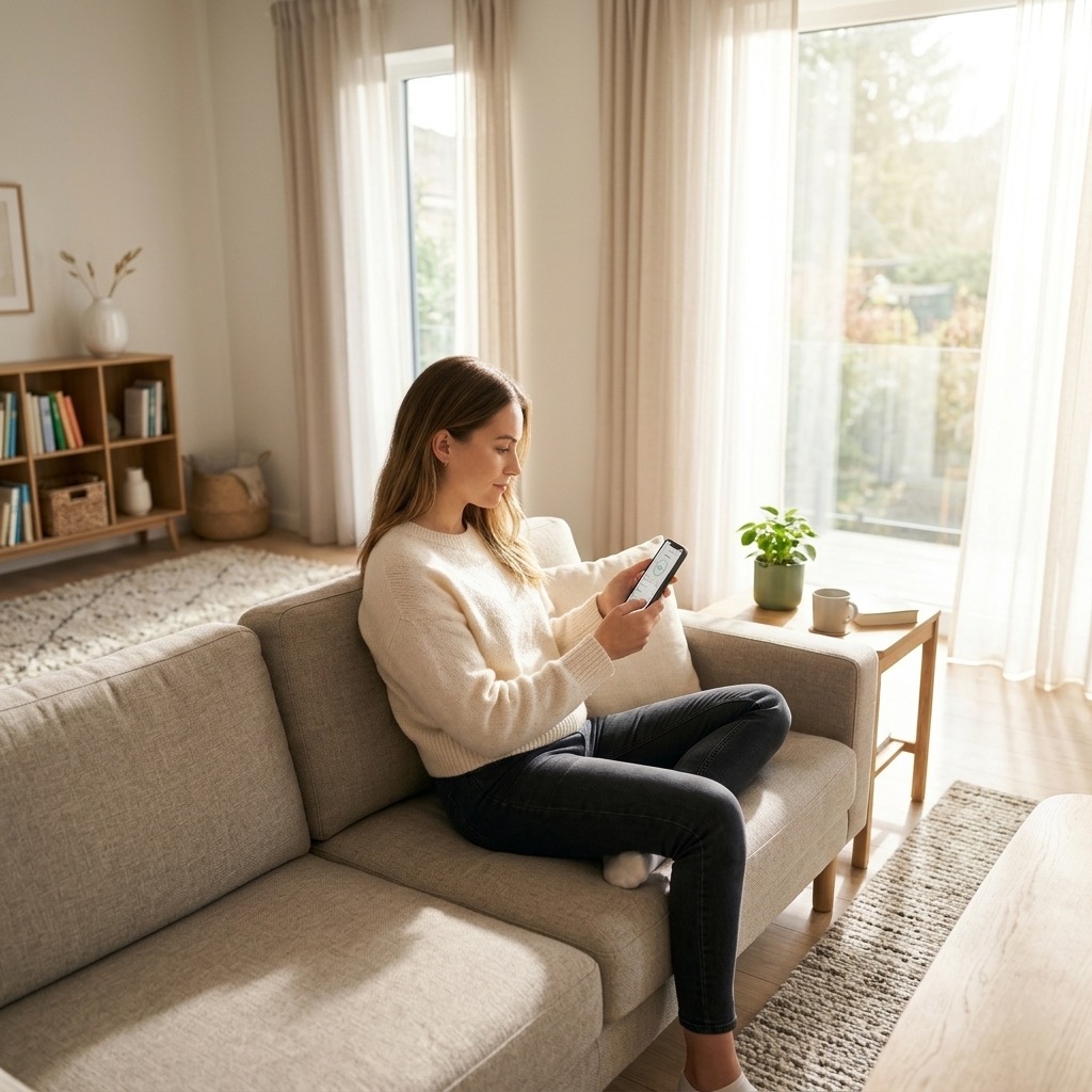Woman checking health insights on a smartphone app.
