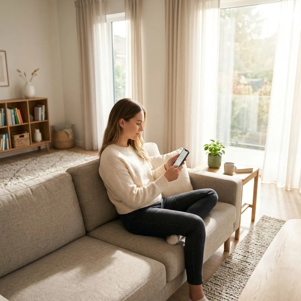 Woman checking health insights on a smartphone app.