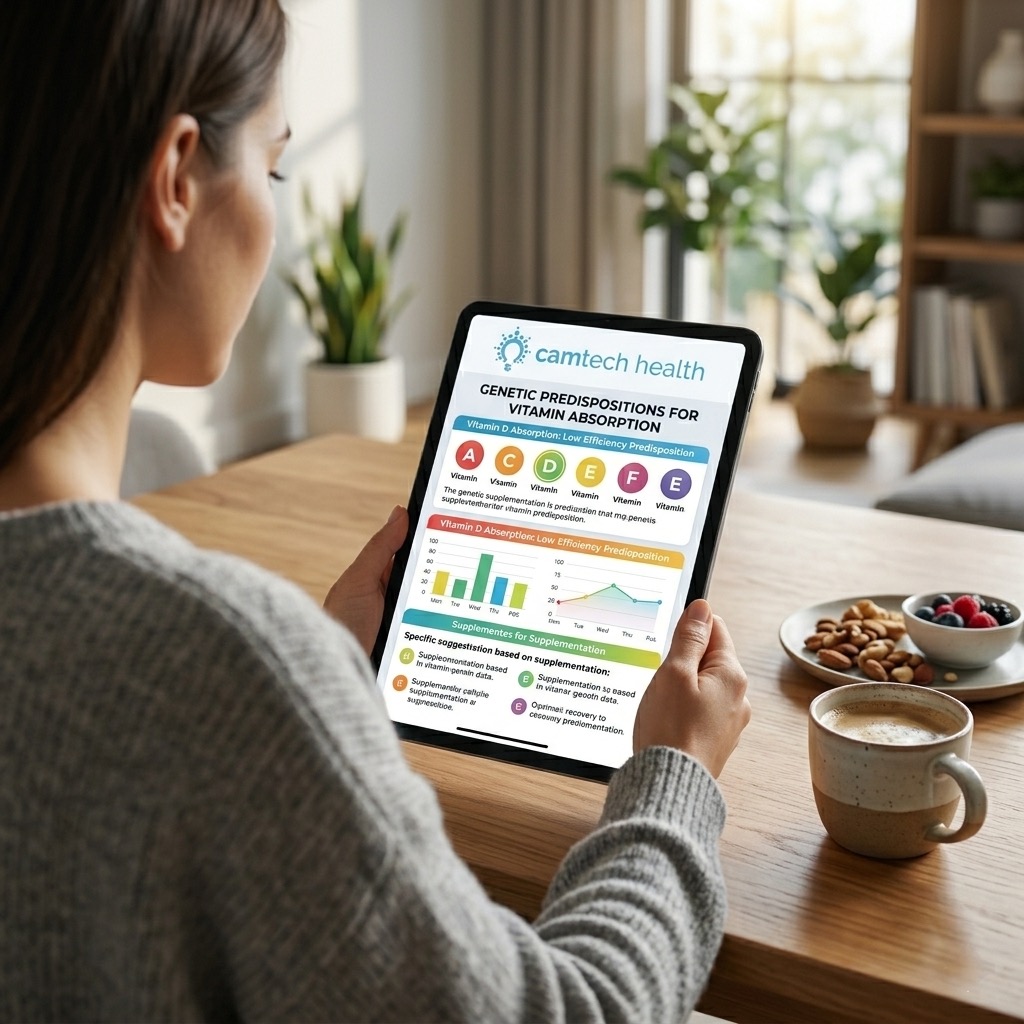 Person reviewing genetic wellness insights on a digital tablet