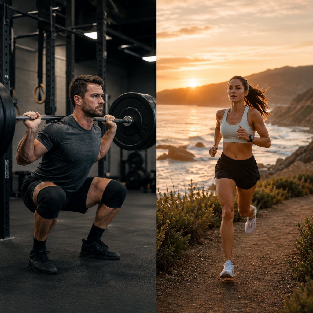 A comparison of strength training and endurance running.