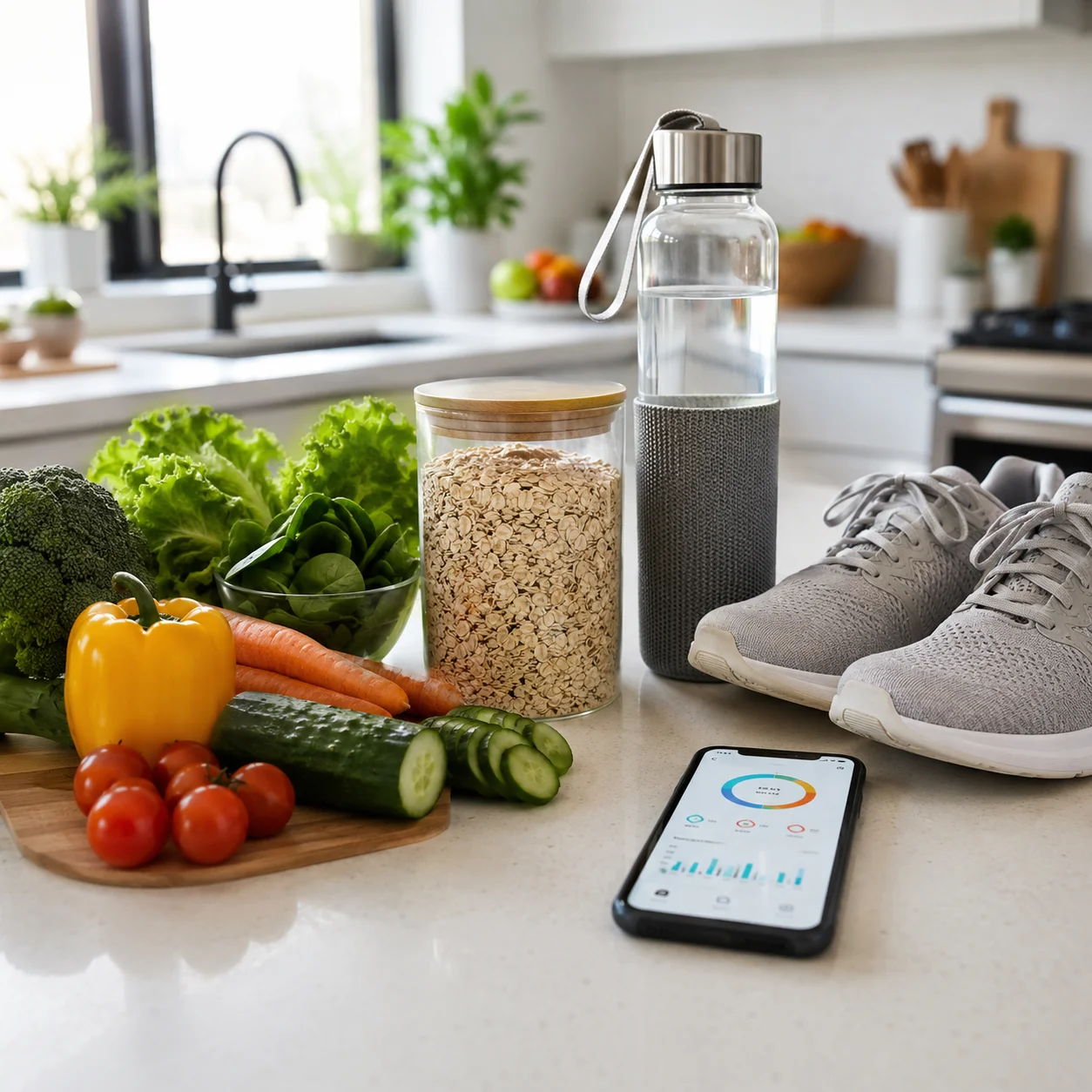 Person preparing a balanced meal as part of consistent daily wellness habits.