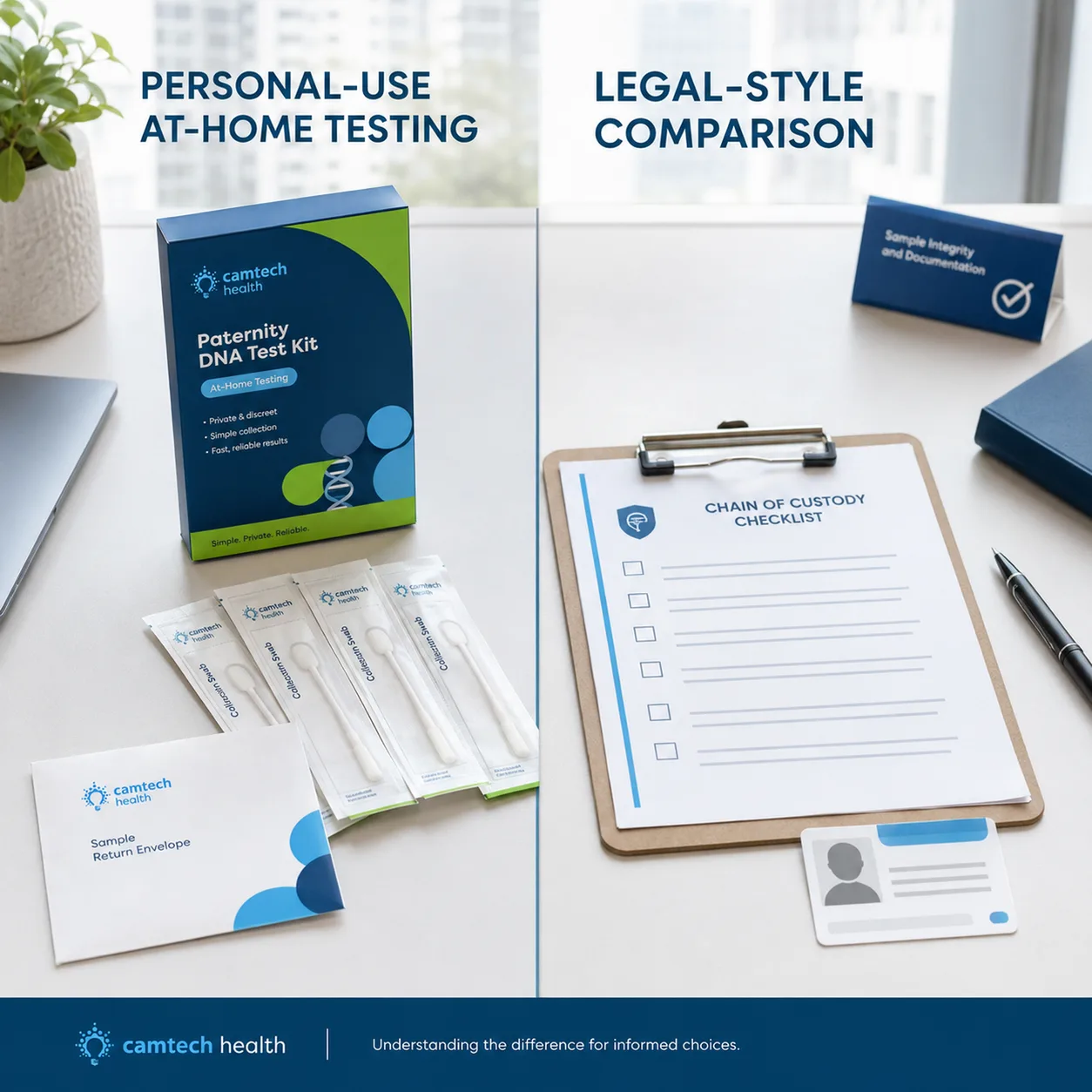 Comparison of a personal-use at-home paternity DNA test and a legal-style chain-of-custody checklist