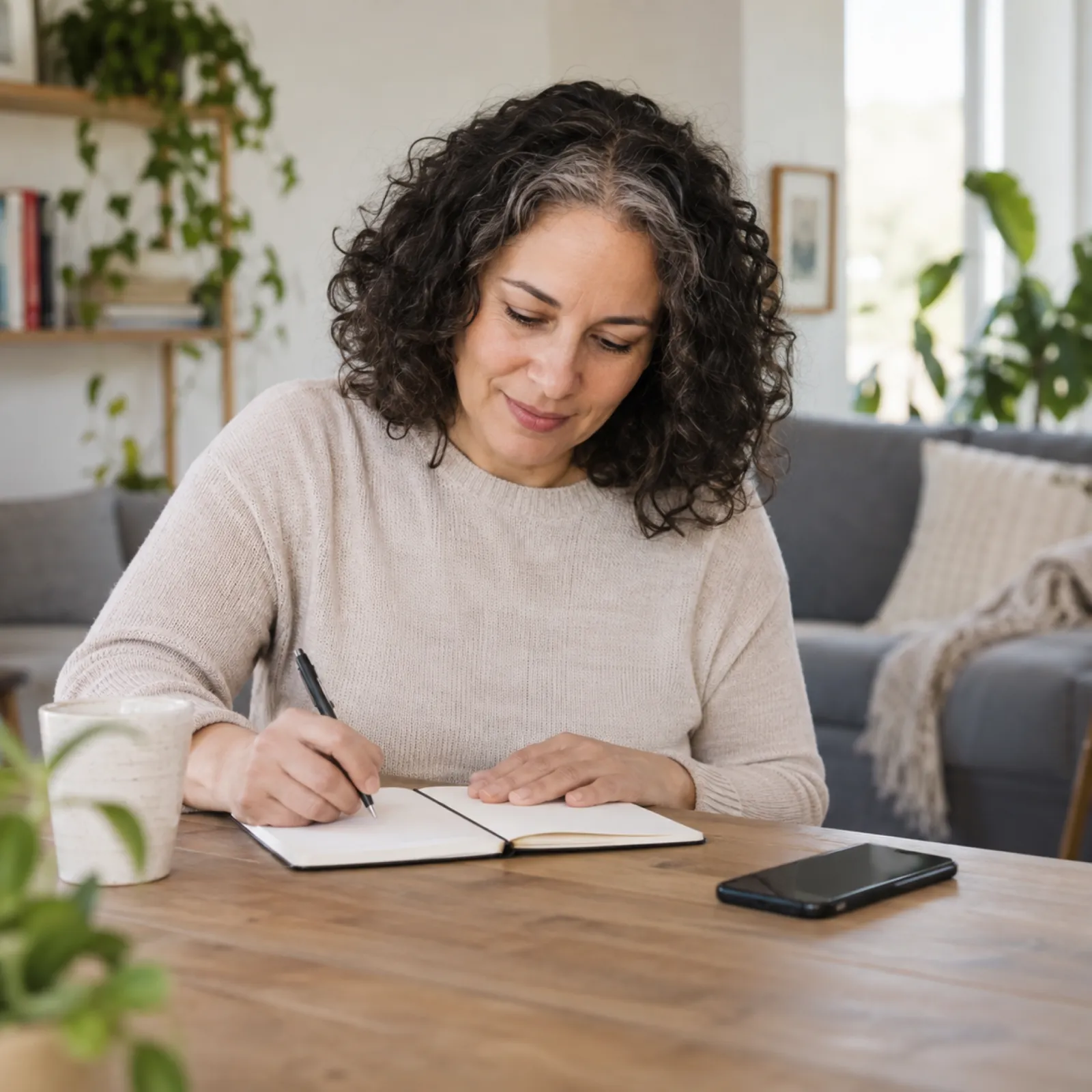 Notebook and pen used to record cervical screening dates and follow-up questions for a doctor